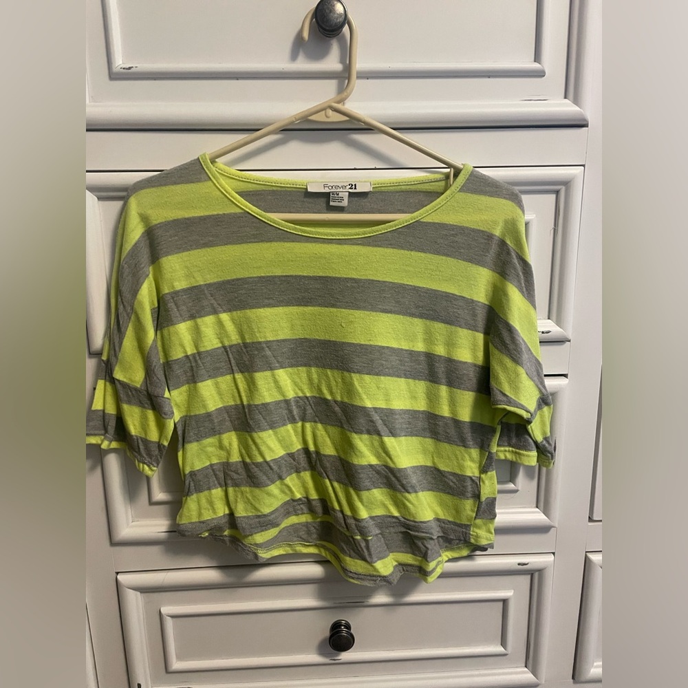 **Buy 4 Get 1 Free! $5 items only. Green and Yellow Crop T-Shirt